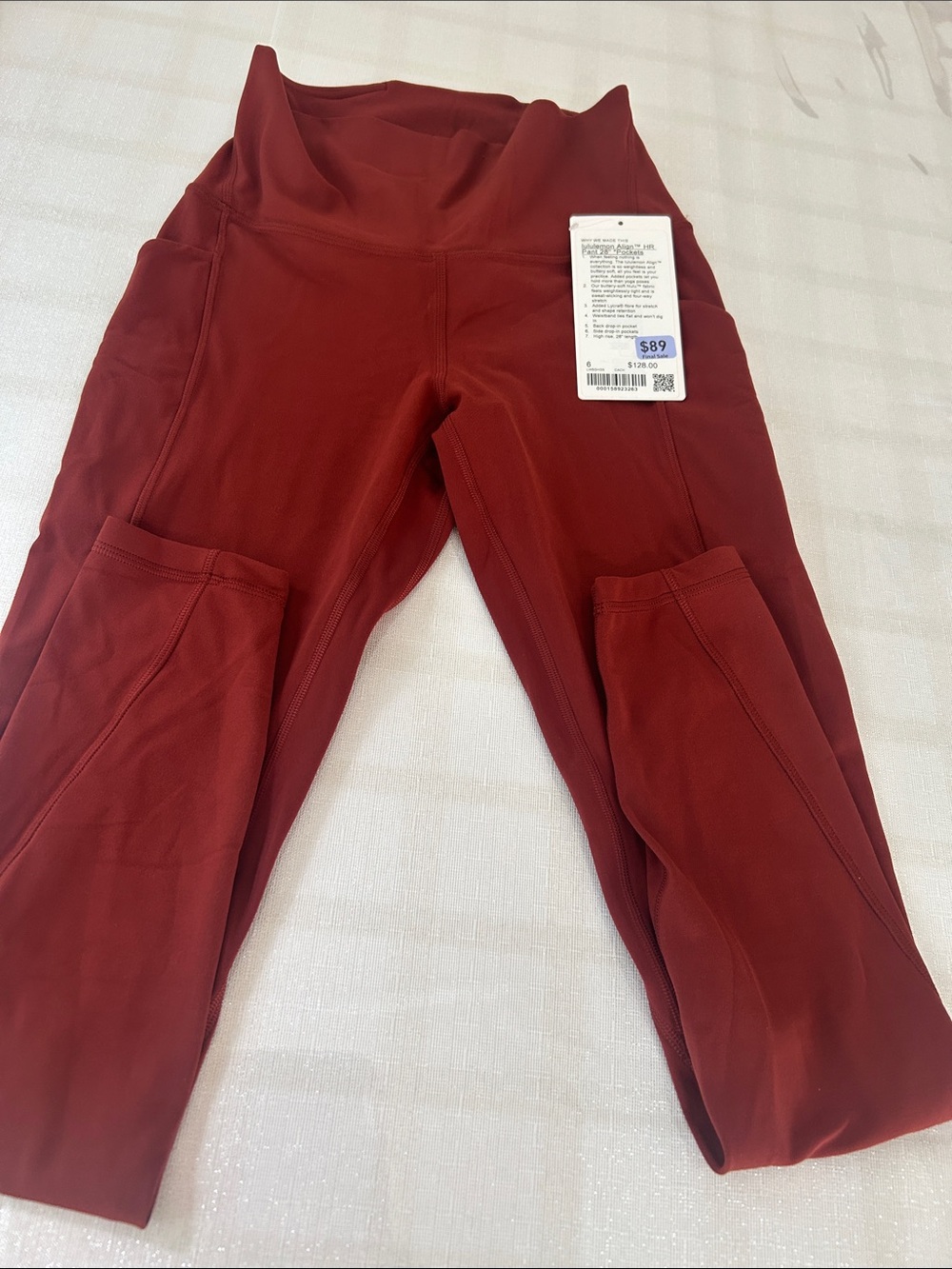 Lululemon BNWT side 6 align HR pant 28 inch maroon